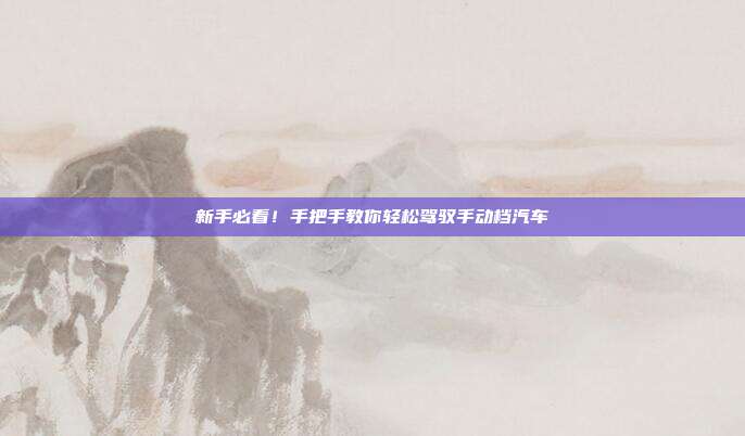 新手必看！手把手教你轻松驾驭手动档汽车