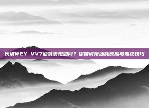 长城WEY VV7油耗表现如何？深度解析油耗数据与驾驶技巧