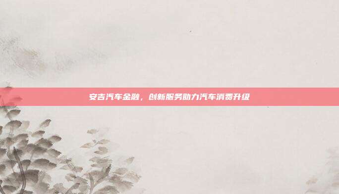 安吉汽车金融，创新服务助力汽车消费升级