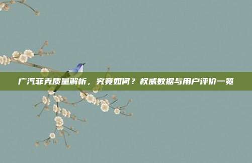 广汽菲克质量解析，究竟如何？权威数据与用户评价一览