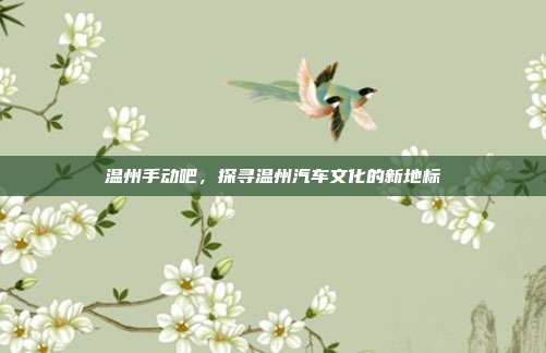 温州手动吧，探寻温州汽车文化的新地标