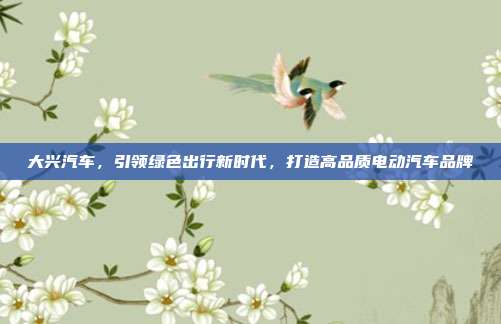 大兴汽车，引领绿色出行新时代，打造高品质电动汽车品牌