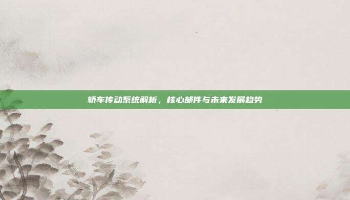轿车传动系统解析，核心部件与未来发展趋势