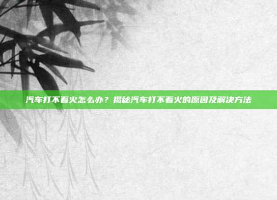 汽车打不着火怎么办？揭秘汽车打不着火的原因及解决方法