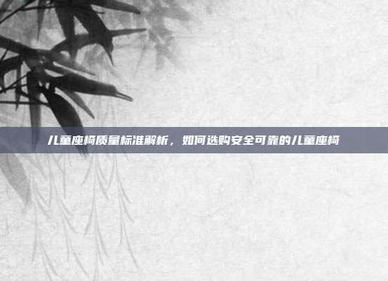 儿童座椅质量标准解析，如何选购安全可靠的儿童座椅