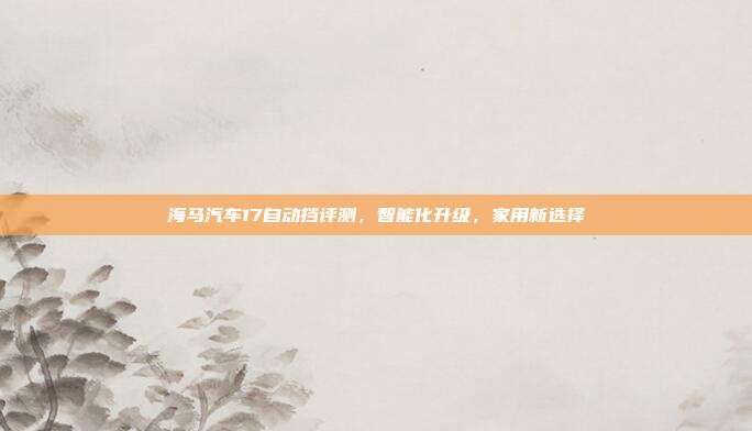 海马汽车17自动挡评测，智能化升级，家用新选择