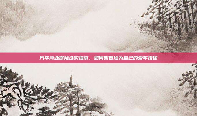 汽车商业保险选购指南，如何明智地为自己的爱车投保