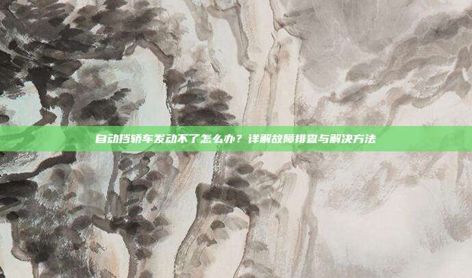 自动挡轿车发动不了怎么办？详解故障排查与解决方法