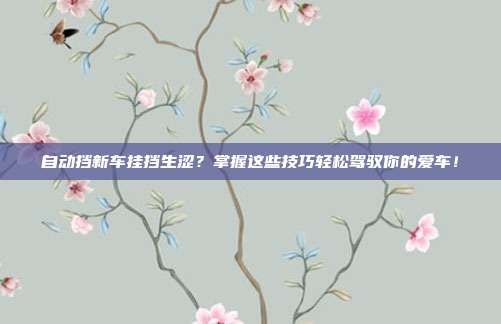 自动挡新车挂挡生涩？掌握这些技巧轻松驾驭你的爱车！