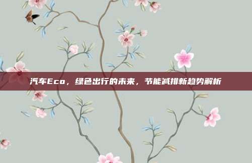 汽车Eco，绿色出行的未来，节能减排新趋势解析