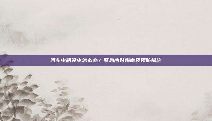 汽车电瓶没电怎么办？紧急应对指南及预防措施