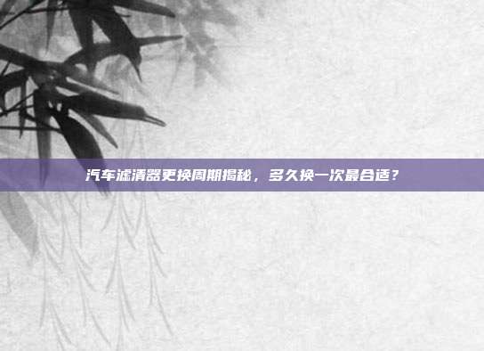 汽车滤清器更换周期揭秘，多久换一次最合适？