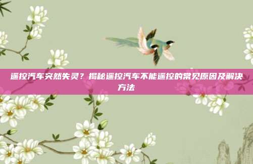 遥控汽车突然失灵？揭秘遥控汽车不能遥控的常见原因及解决方法