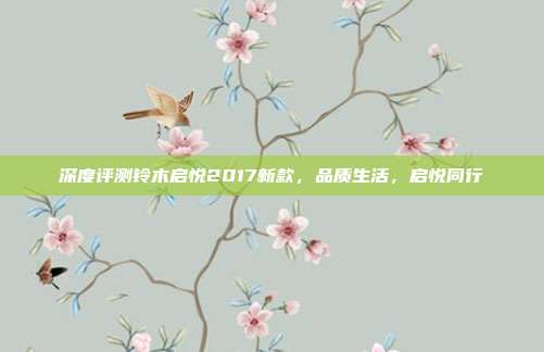 深度评测铃木启悦2017新款，品质生活，启悦同行