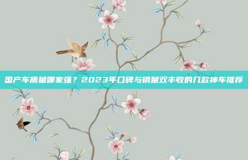 国产车质量哪家强？2023年口碑与销量双丰收的几款神车推荐
