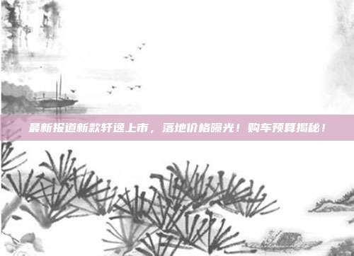 最新报道新款轩逸上市，落地价格曝光！购车预算揭秘！