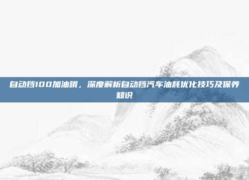 自动挡100加油哦，深度解析自动挡汽车油耗优化技巧及保养知识