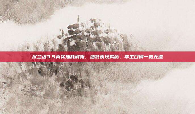 汉兰达3.5真实油耗解析，油耗表现揭秘，车主口碑一览无遗