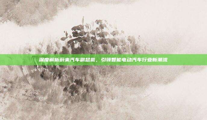 深度解析蔚来汽车副总裁，引领智能电动汽车行业新潮流