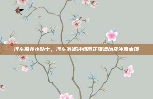 汽车保养小贴士，汽车洗涤液如何正确添加及注意事项
