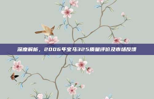 深度解析，2006年宝马325质量评价及市场反馈