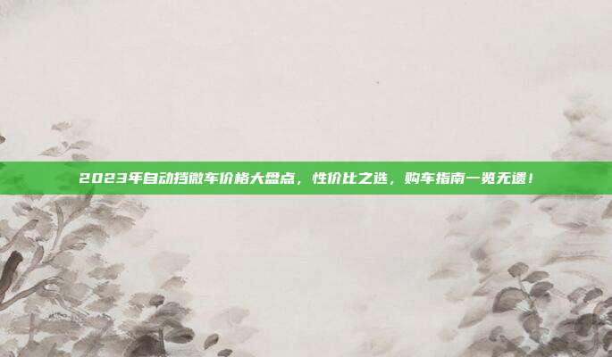 2023年自动挡微车价格大盘点，性价比之选，购车指南一览无遗！