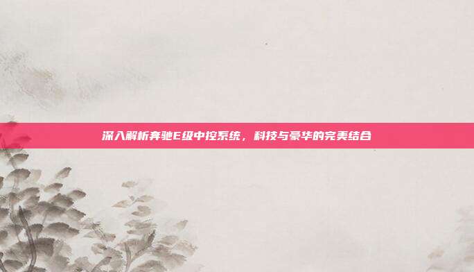 深入解析奔驰E级中控系统，科技与豪华的完美结合