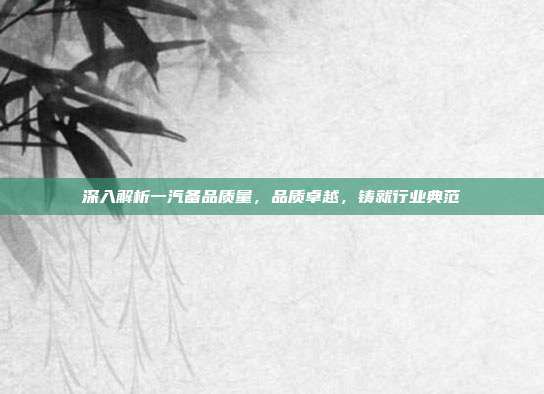 深入解析一汽备品质量，品质卓越，铸就行业典范