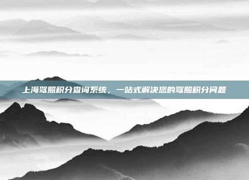 上海驾照积分查询系统，一站式解决您的驾照积分问题