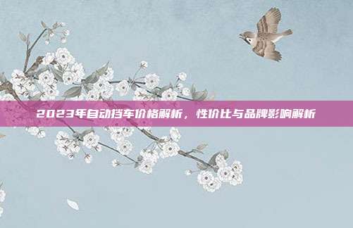 2023年自动挡车价格解析，性价比与品牌影响解析