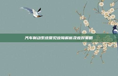 汽车制动系统常见故障解析及应对策略