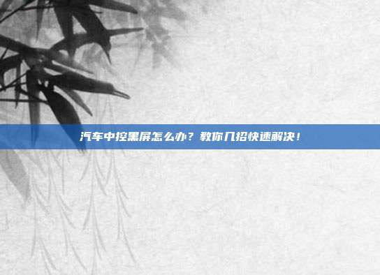 汽车中控黑屏怎么办？教你几招快速解决！