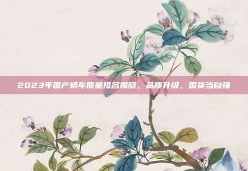 2023年国产轿车质量排名揭晓，品质升级，国货当自强