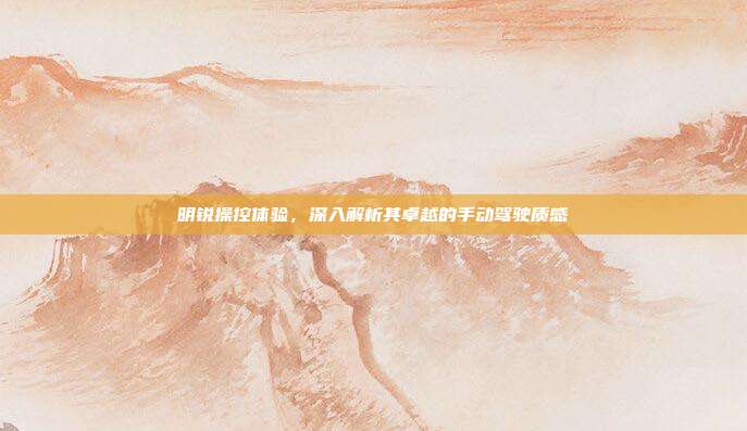 明锐操控体验，深入解析其卓越的手动驾驶质感