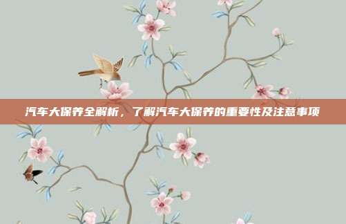 汽车大保养全解析，了解汽车大保养的重要性及注意事项
