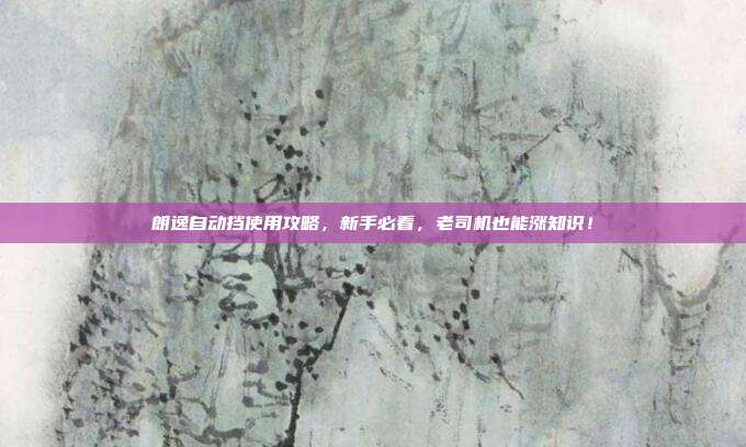 朗逸自动挡使用攻略，新手必看，老司机也能涨知识！