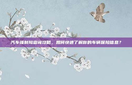 汽车强制险查询攻略，如何快速了解你的车辆保险信息？