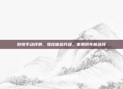 致悦手动评测，驾控体验升级，家用轿车新选择