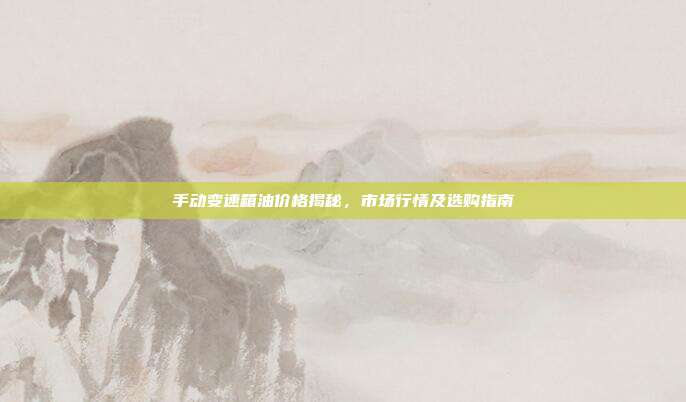 手动变速箱油价格揭秘，市场行情及选购指南