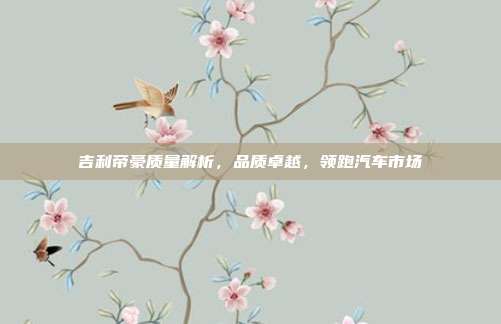 吉利帝豪质量解析，品质卓越，领跑汽车市场