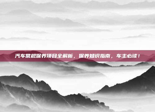 汽车常规保养项目全解析，保养知识指南，车主必读！