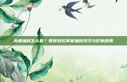 英朗油耗怎么看？教你轻松掌握油耗技巧与影响因素