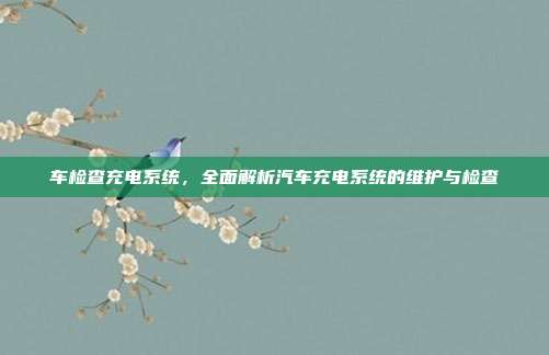 车检查充电系统，全面解析汽车充电系统的维护与检查