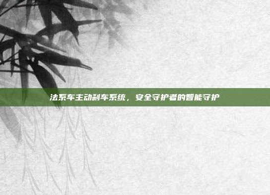 法系车主动刹车系统，安全守护者的智能守护