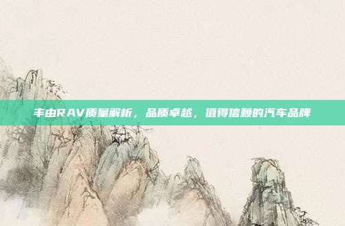 丰由RAV质量解析，品质卓越，值得信赖的汽车品牌