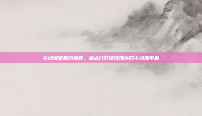 手动驾驶者的福音，盘点几款值得推荐的手动挡车型
