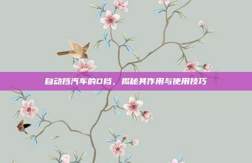 自动挡汽车的D档，揭秘其作用与使用技巧