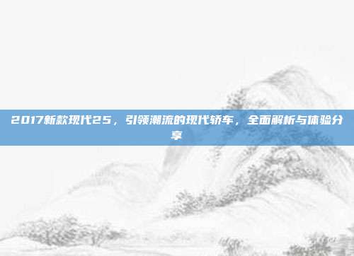 2017新款现代25，引领潮流的现代轿车，全面解析与体验分享