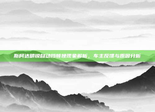 斯柯达明锐自动挡顿挫现象解析，车主反馈与原因分析