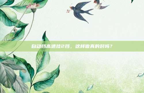 自动挡高速挂2挡，这样做真的对吗？